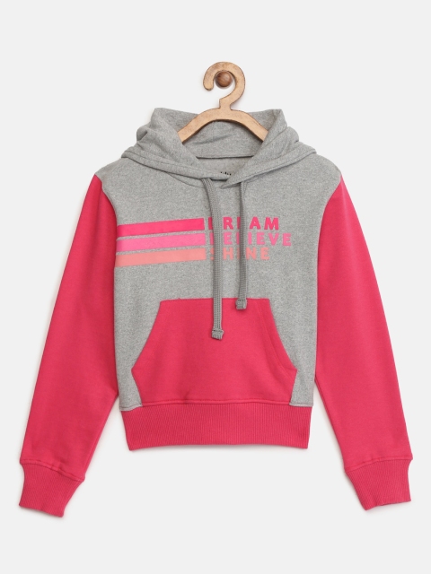 

mackly Girls Pink & Grey Colourblocked Sweatshirt