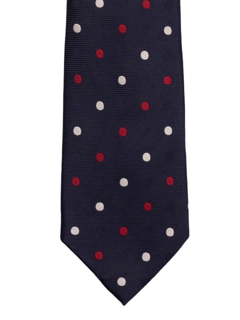 

The Tie Hub Navy Blue & White Woven Design Broad Tie