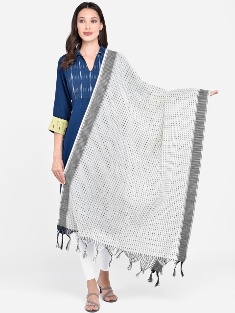 

Dupatta Bazaar Off-White & Black Woven Design Dupatta