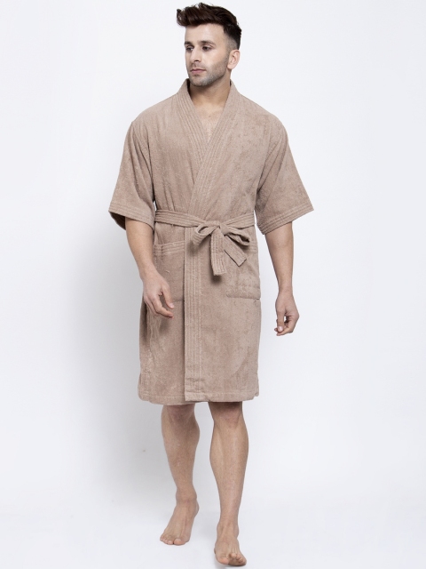 

Trident Men Beige Self-Design Bliss 300 GSM Bath Robe