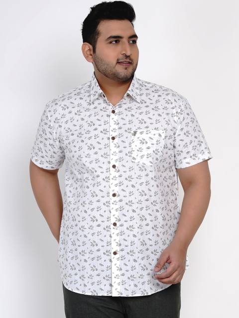 

John Pride Men White Regular Fit Printed Casual Shirt