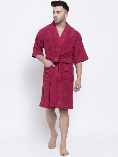 

Trident Men Pink Solid 300 GSM Bath Robe