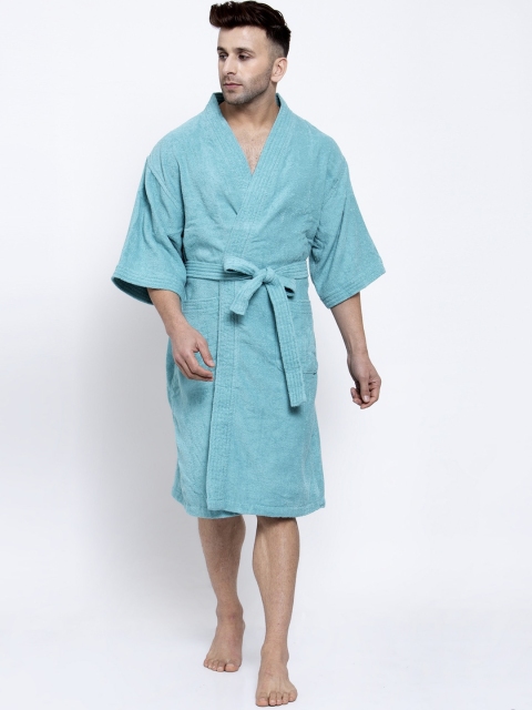 

Trident Men Sea Green Self Design 300 GSM Bath Robe