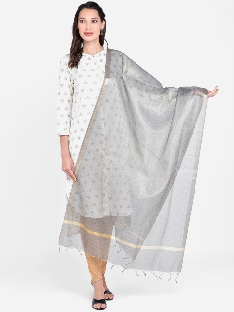 

Dupatta Bazaar Grey & Beige Woven Design Dupatta