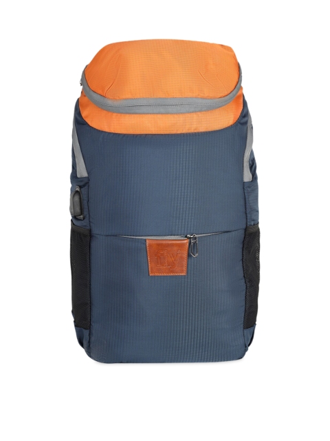 

Fly Fashion Unisex Blue & Orange Brand Logo Backpack