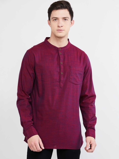 

max Men Maroon Solid Straight Kurta