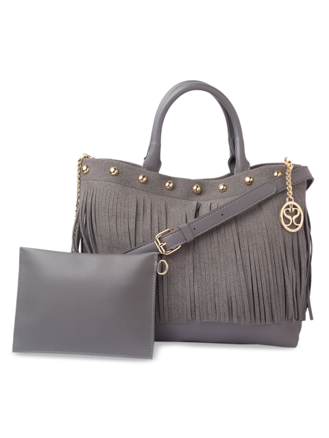 

Sole To Soul Grey Tasselled Handheld Bag