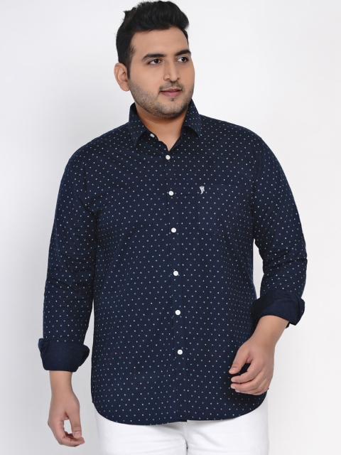 

John Pride Men Navy Blue Regular Fit Printed Casual Shirt