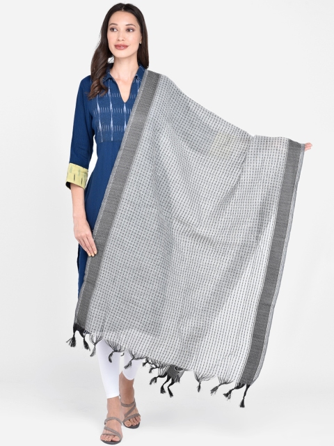 

Dupatta Bazaar Grey & Black Woven Design Dupatta