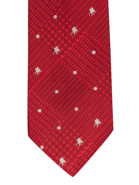 

The Tie Hub Maroon & White Woven Design Broad Tie