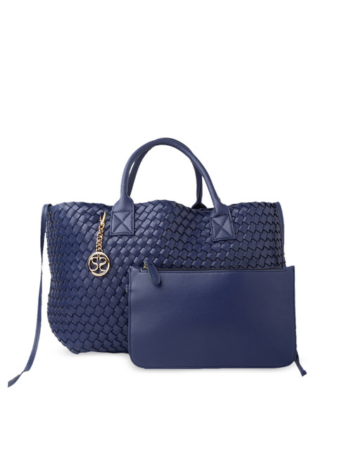 

Sole To Soul Navy Blue Self Design Handheld Bag