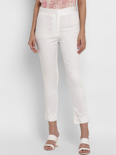 

NIZA Women White Skinny Fit Solid Regular Trousers