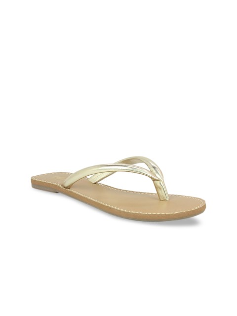 

Inc 5 Women Gold-Toned Solid Open Toe Flats