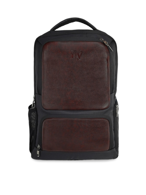 

Fly Fashion Unisex Black & Brown Colourblocked Backpack