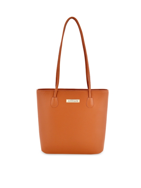 

STELLER Tan Brown Solid Leather Shoulder Bag
