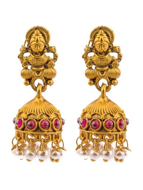 

Alankruthi Gold-Plated & Pink Classic Jhumkas