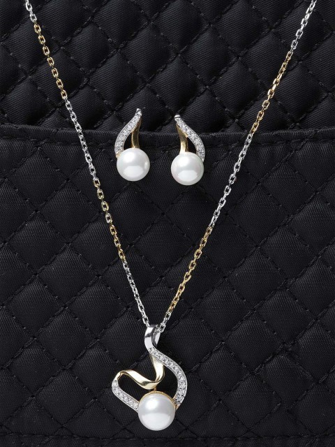 

Clara 92.5 Sterling Silver Gold-Plated & White Pearl & Stone-Studded Jewellery Set