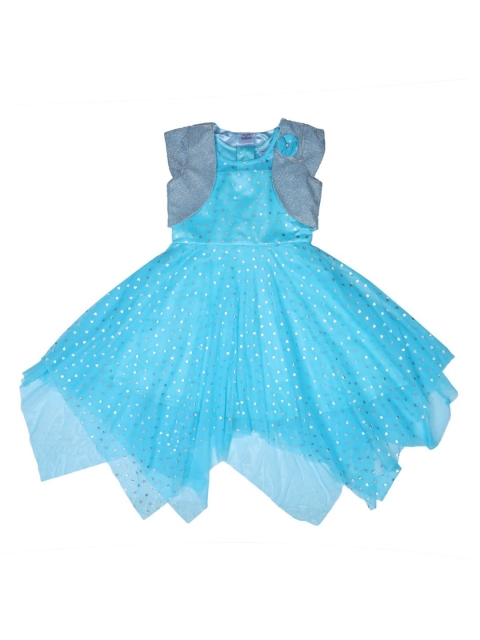 

Doodle Girls Blue Embellished Fit and Flare Dress With Shrug
