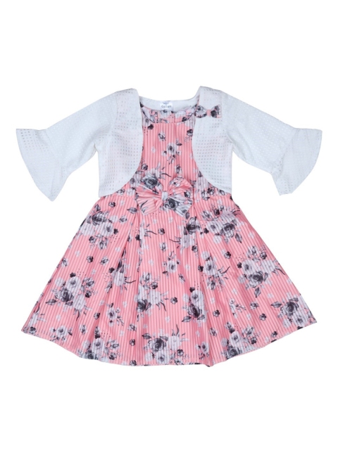 

Doodle Girls Peach-Coloured Printed Fit and Flare Dress