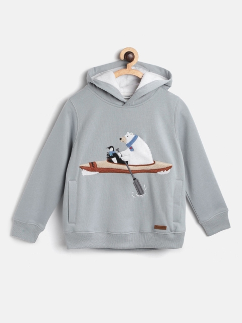

Cherry Crumble Unisex Kids Grey Embroidered Hooded Sweatshirt