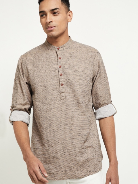 

max Men Khaki-Coloured Solid Straight Kurta