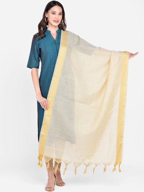 

Dupatta Bazaar Gold-Toned & Beige Woven Design Dupatta