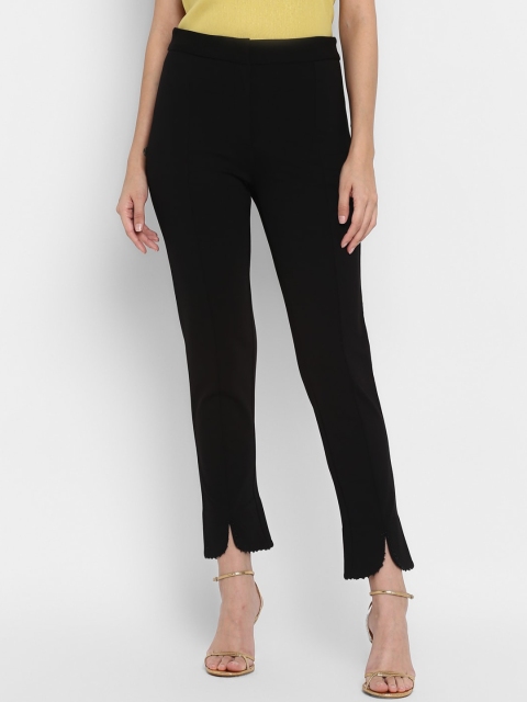 

NIZA Women Black Skinny Fit Solid Regular Trousers