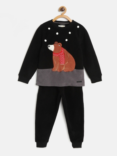 

Cherry Crumble Infant Kids Black & Grey Colourblocked Night Suit
