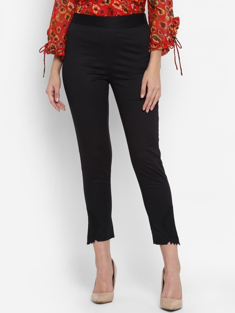

NIZA Women Black Skinny Fit Solid Regular Trousers