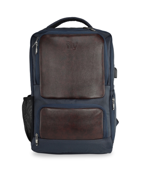 

Fly Fashion Unisex Blue & Burgundy Brand Logo Backpack