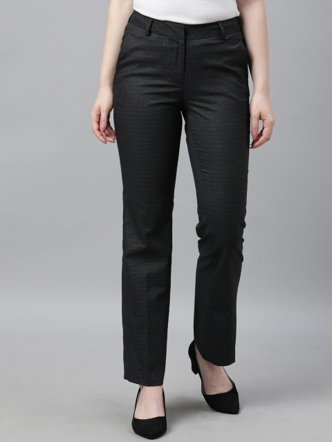 

Park Avenue Woman Women Black Tapered Fit Checked Formal Trousers