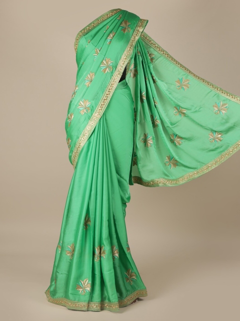 

Pothys Green Embroidered Poly Georgette Saree
