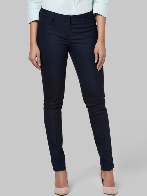 

Park Avenue Woman Women Blue Regular Fit Solid Formal Trousers