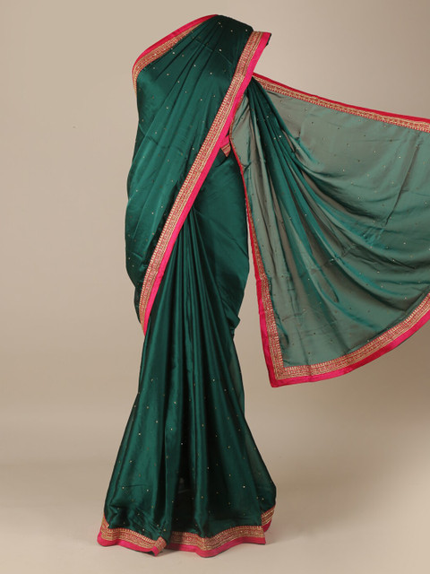 

Pothys Green Solid Saree with Zari Border