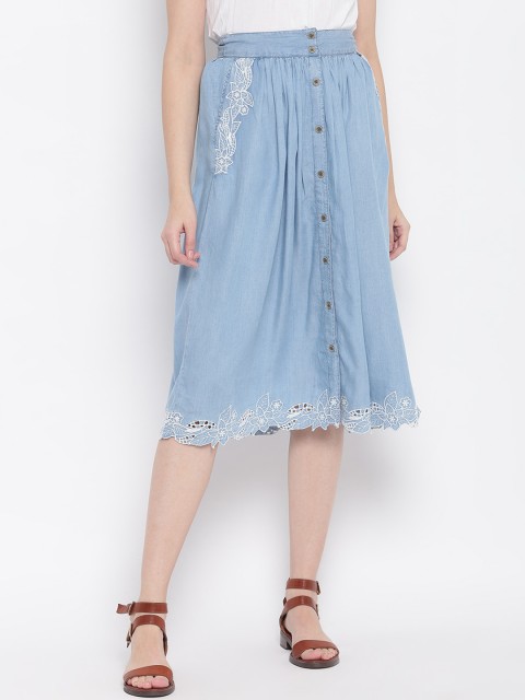 

Pepe Jeans Women Blue Solid A-Line Skirt