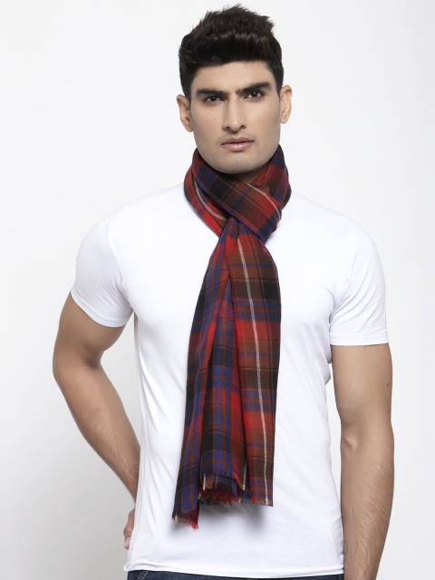 

Calvadoss Men Red & Blue Checked Woollen Sustainable Muffler