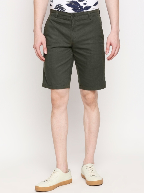 

FiTZ Men Olive Green Solid Regular Fit Shorts