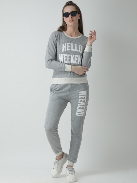 

GRIFFEL Women Grey & White Printed Tracksuit