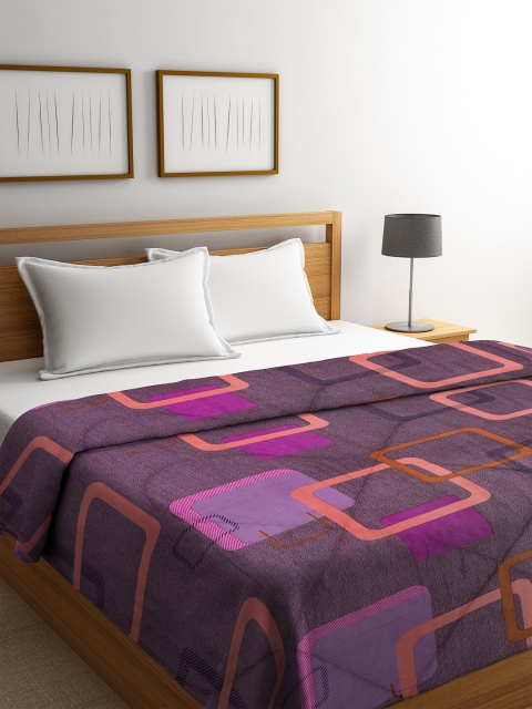 

KLOTTHE Purple & Orange Printed 553 GSM Mild Winter Double Bed Quilt