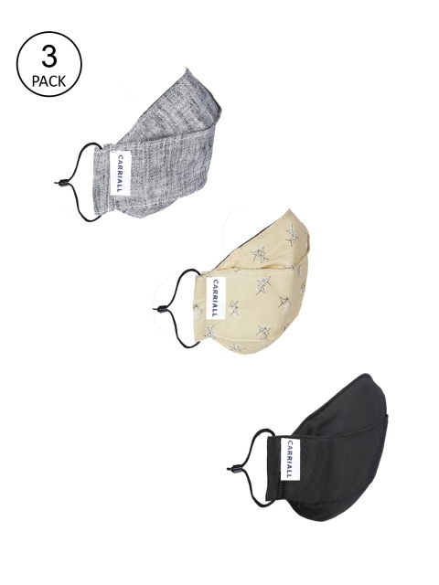 

CARRIALL Unisex Pack Of 3 Assorted 3-Ply Reusable Cloth Mask