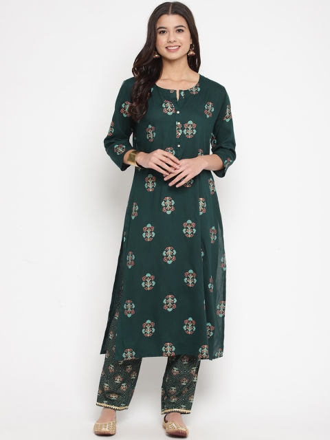 

Prakhya Women Green Printed Kurta with Trousers