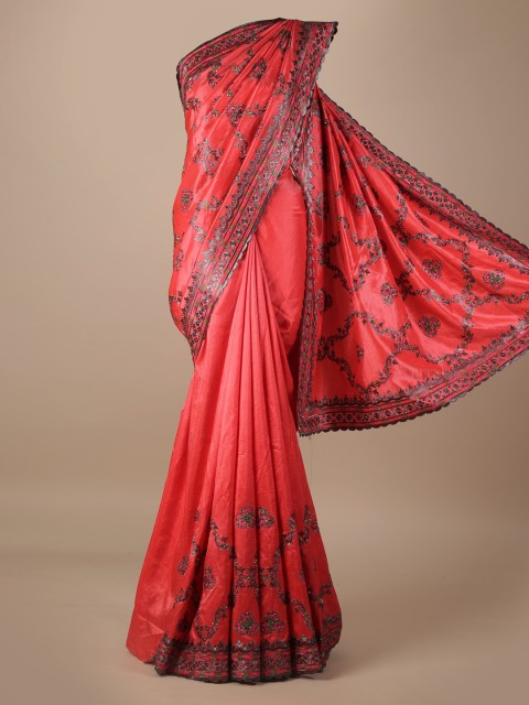 

Pothys Pink Embroidered Jute Silk Saree