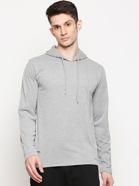 

FiTZ Men Grey Solid Hood T-shirt
