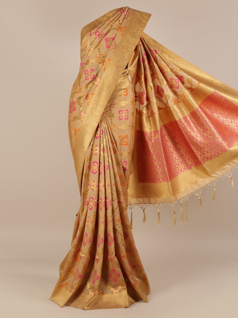 Pothys Gold-Toned Woven Design Jute Silk Saree