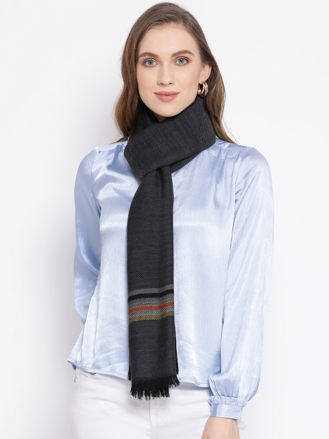 

SHINGORA Women Grey Melange Woven Design Pure Wool Dobby Sustainable Stole