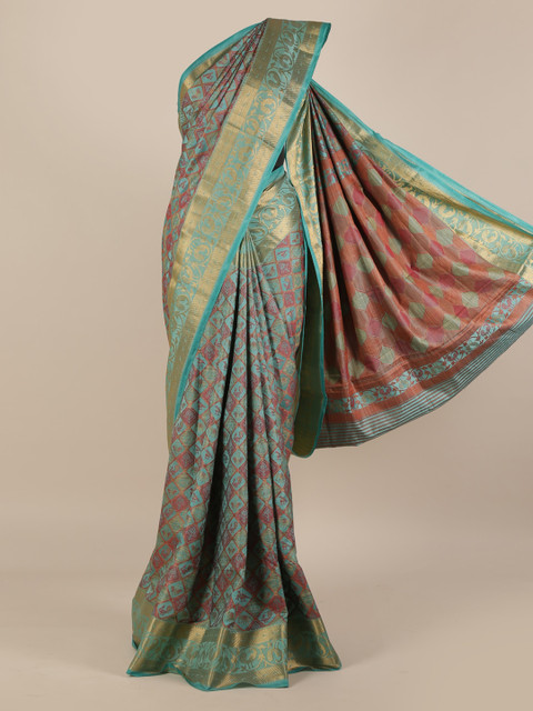 

Pothys Blue Woven Design Jute Silk Saree