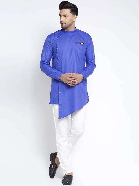 

Benstoke Men Blue Solid Kurta with Pyjamas