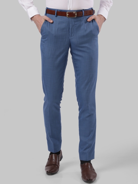 

Next Look Men Blue Slim Fit Solid Formal Trousers