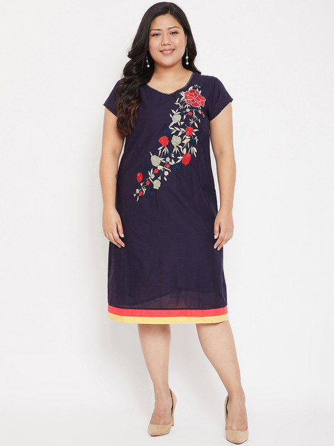 

Crease & Clips Women Navy Blue Embellished A-Line Dress