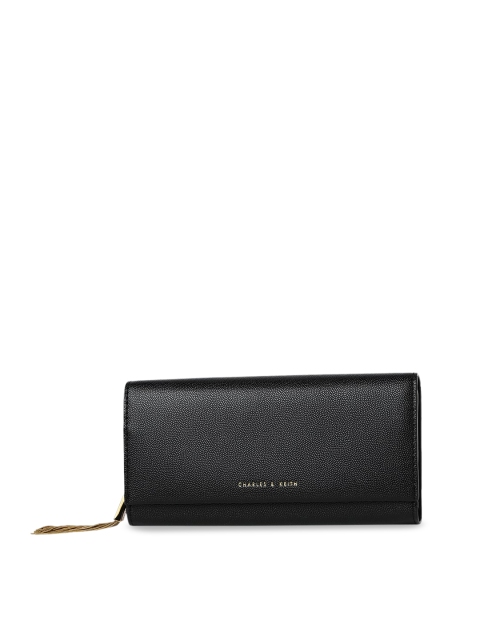 

CHARLES & KEITH Women Black Solid Envelope Wallet